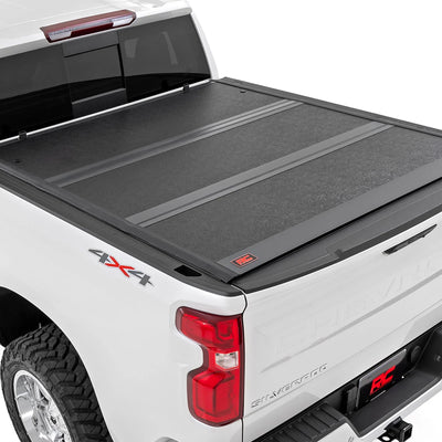 RoughCountry 47119651B Hard tri-fold low-profile bed cover 14-19 Duramax (6'6" bed w/ rail caps)