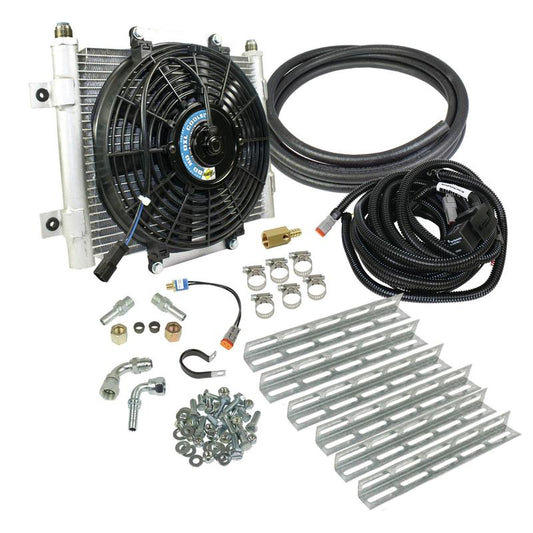 BD diesel XTRUDE TRANSMISSION COOLER WITH FAN - COMPLETE KIT 3/8IN LINES